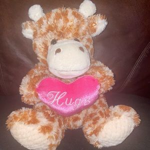 Giraffe w/ Red Heart “Hugs” Plush Stuffed Animal Love Sorry Gift Birthday  *NEW*
